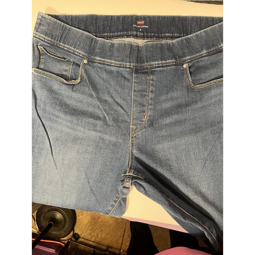 Womens 18W Denim Levi Pullon Legging, Stonewash Blue